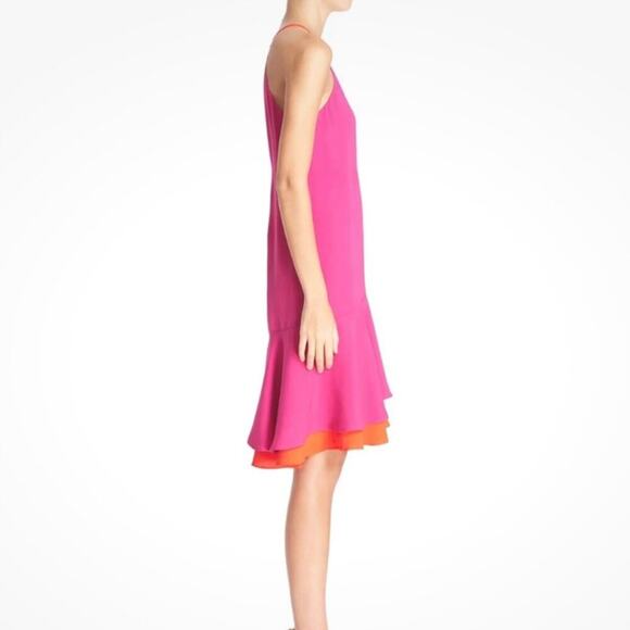 Diane Von Furstenberg Pink and Orange Kera Sleeveless Crepe Dress Size 6 - Picture 3 of 16